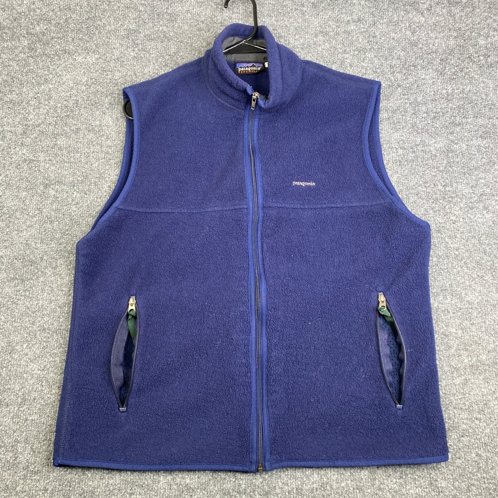 Patagonia Synchilla Fleece Vest Mens Large Navy Blue Full Zip Made in USA L